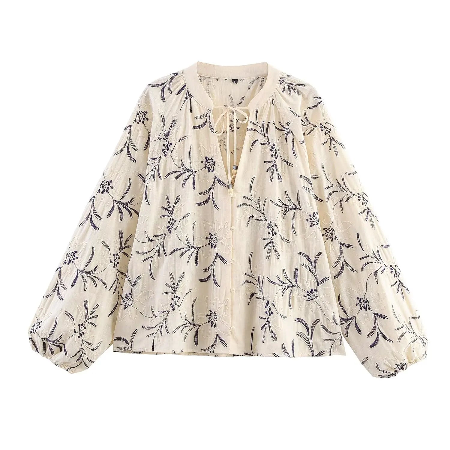 Casual Loose Embroidery Shirt Autumn Blouse