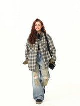 Casual Contrasting Color Plaid Shirt
