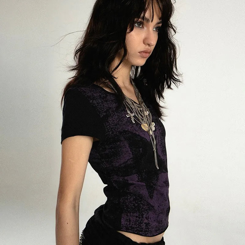 Aesthetic Star Print Grunge T-Shirt