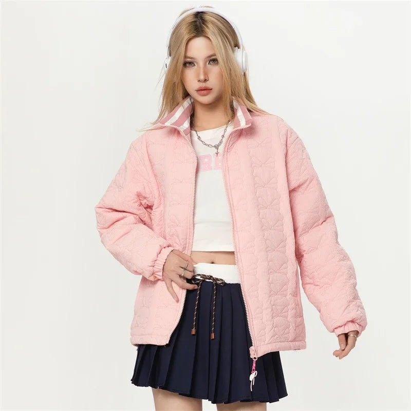 Barbie Core Pink Hearted Puffer Jacket