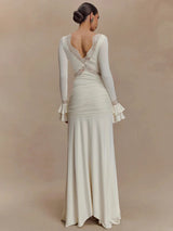Draped Tied Front Maxi Dress