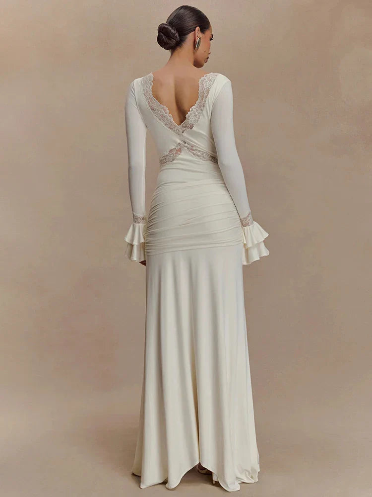 Draped Tied Front Maxi Dress