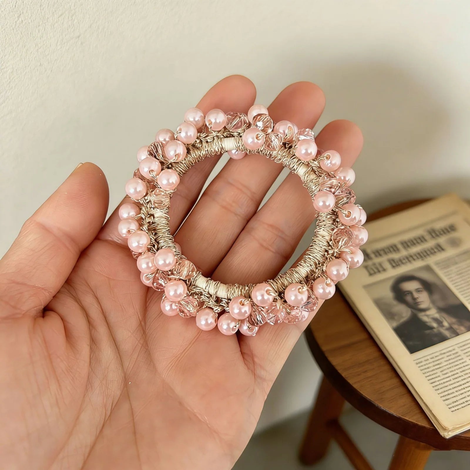 Faux Pearl Beaded Ponytail Holder