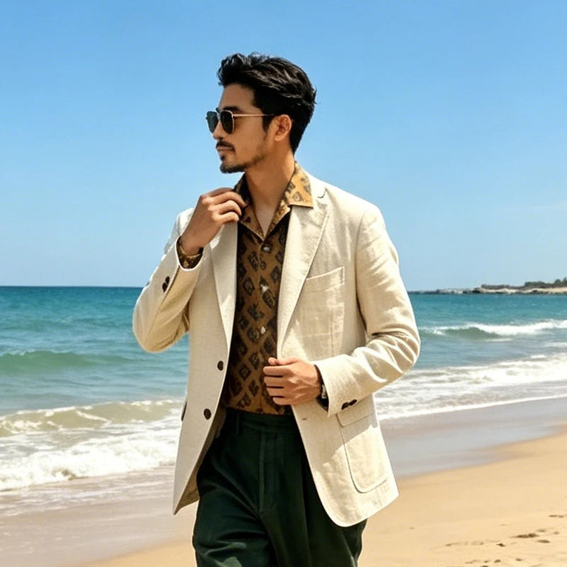 Italian Men Linen Suit Jacket