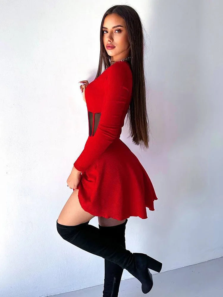 Bodycon A-line Solid Color Mini Dress