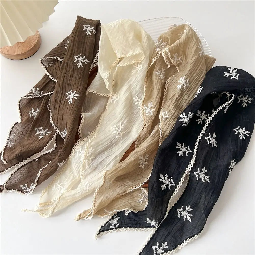 Floral Lace Triangular Head Scarf