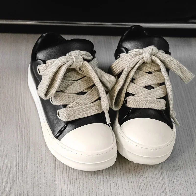 Casual Black Leather Sneakers