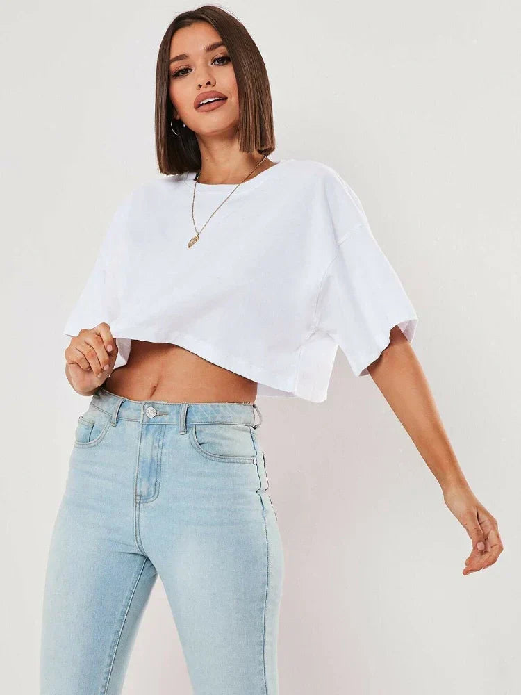 Casual Breathable Short-Sleeve Dance Fitness Crop Top
