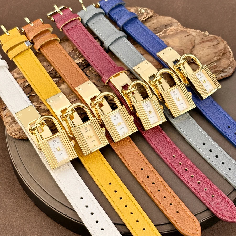 Edgy Padlock Dial Soft Strap Bold Watch for Women
