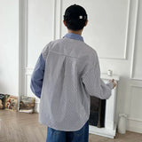 Loose Stripe Splice Long Sleeve Shirt
