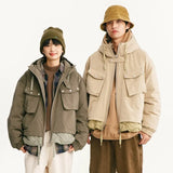 Winter Hooded Down Cargo Jacket