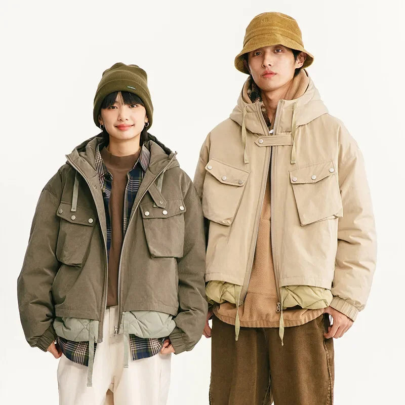 Winter Hooded Down Cargo Jacket