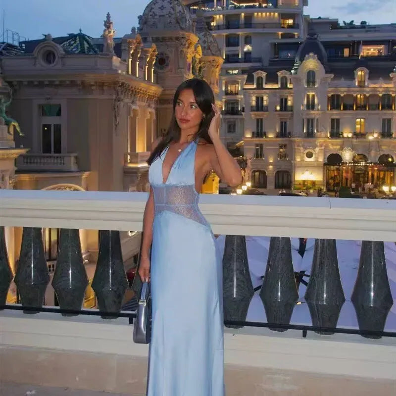 Backless Halter Evening Party Long Dresses