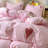 Korean Solid Color Heart Bedding Set
