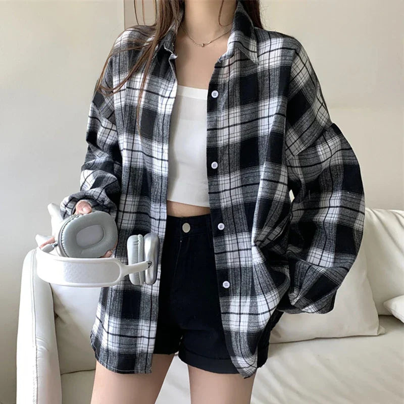 Stylish Black Plaid Flannel Jacket T-Shirt