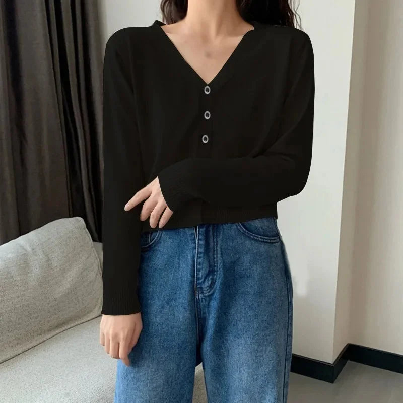 Soft V-Neck Button Down Cardigan