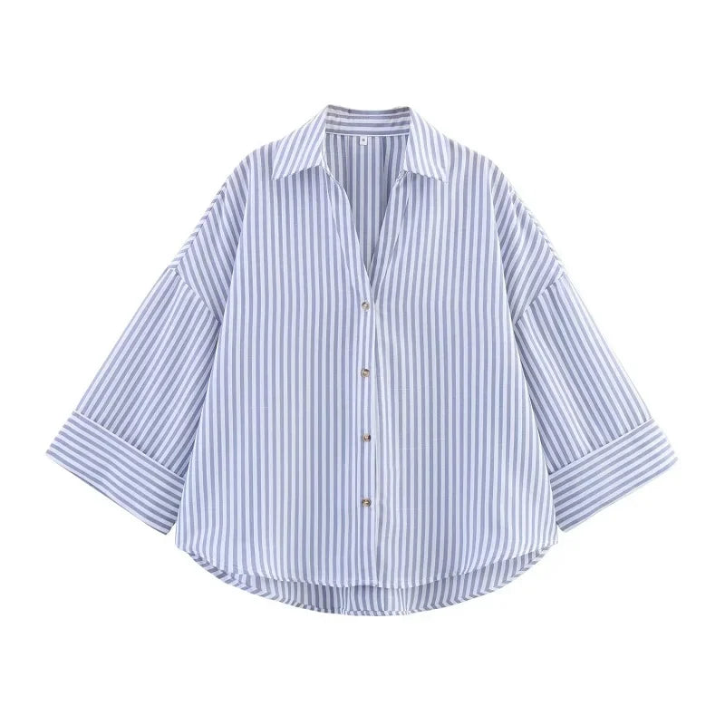 Striped Women's Loose Old Money Shirts