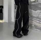 Acubi Black Striped Wide-Leg Pants
