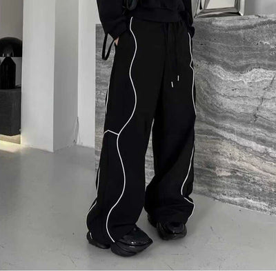 Acubi Black Striped Wide-Leg Pants