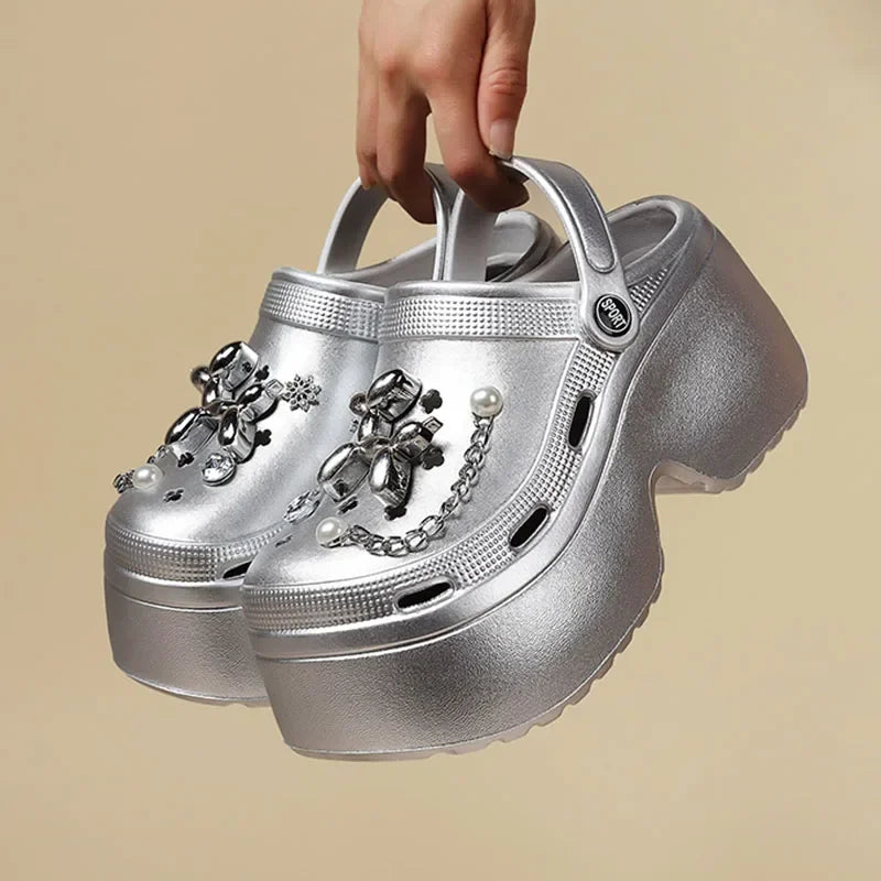 Cyberpunk Women's Shiny Platform Crocs