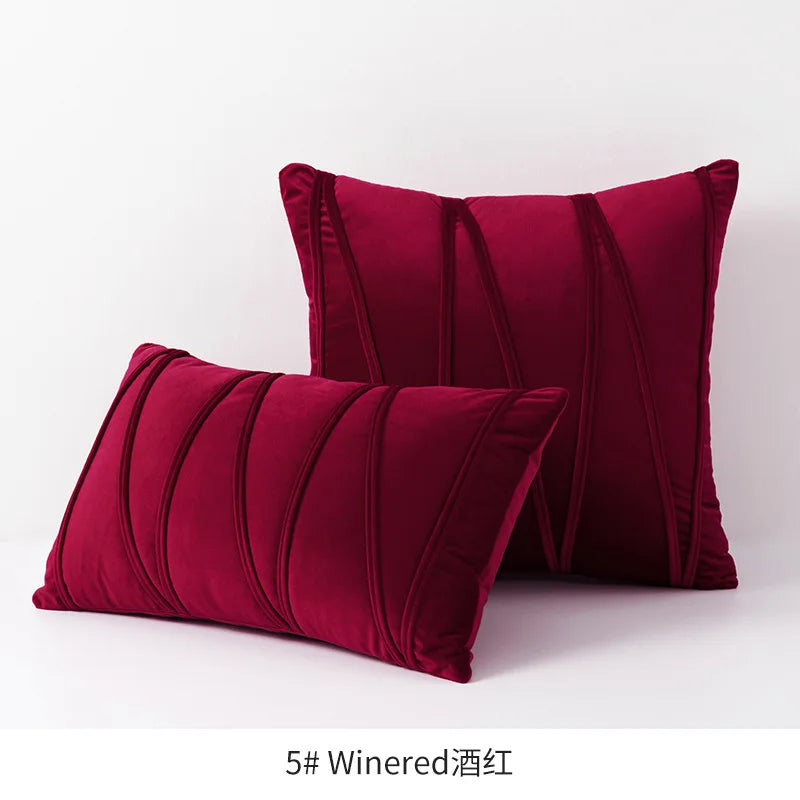 Orange Stripe Velvet Throw Pillow Cover