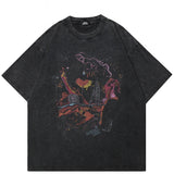 Washed Graffiti Printed Oversized T-Shirt