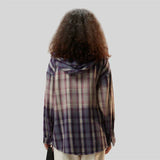 Women's Plaid Hooded Shirt