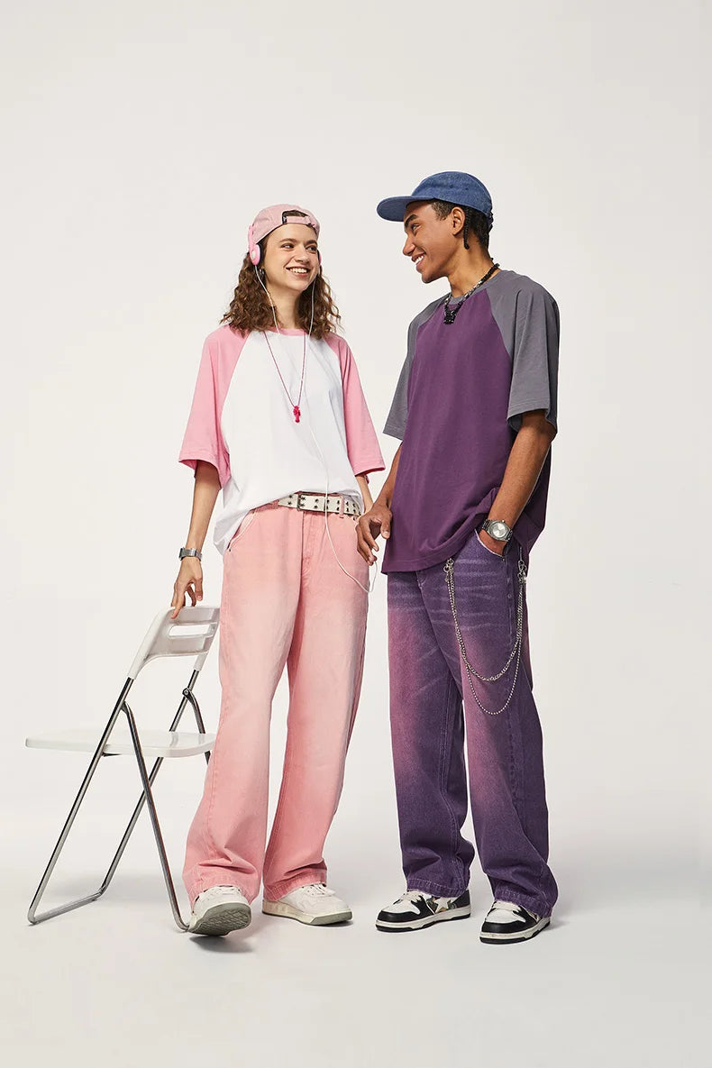 Rosa Hose mit geradem Bein für die High Street