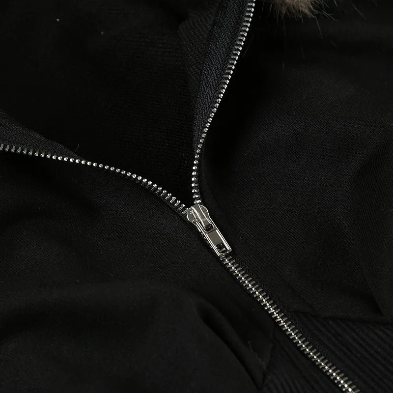 Faux Fur Collar Gothic Hoodie