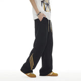 Elastic Drawstring Loose Straight Leg Pants