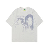 Camiseta vintage con estampado de retrato de niña