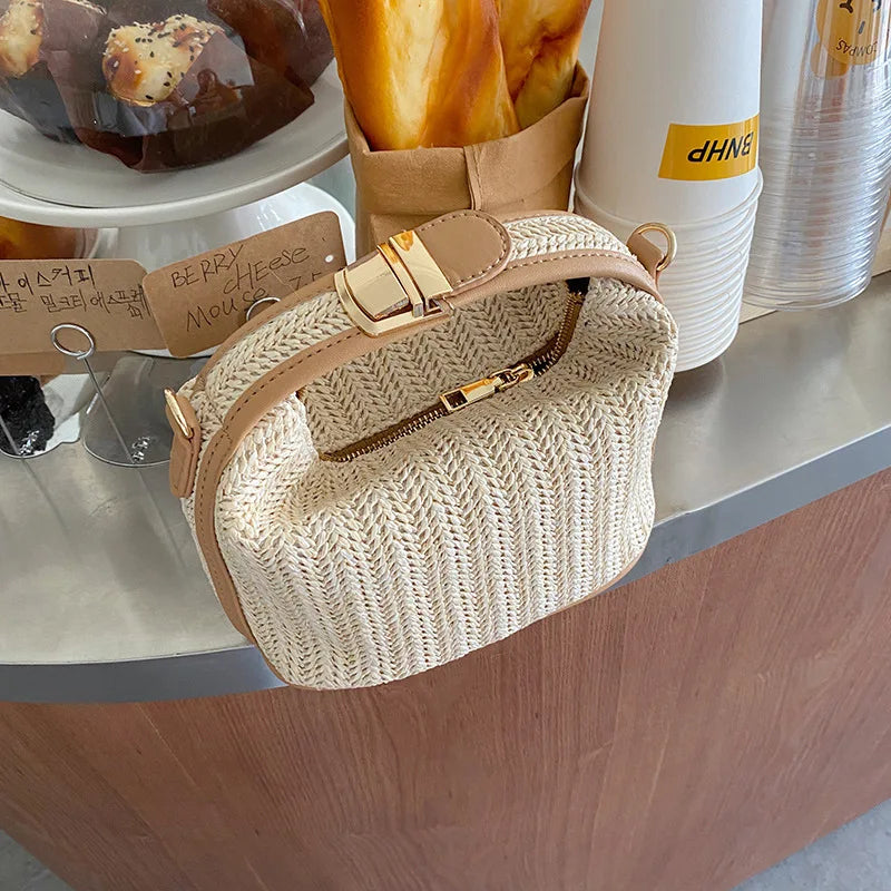 Fancy Bucket Woven Crossbody Bag