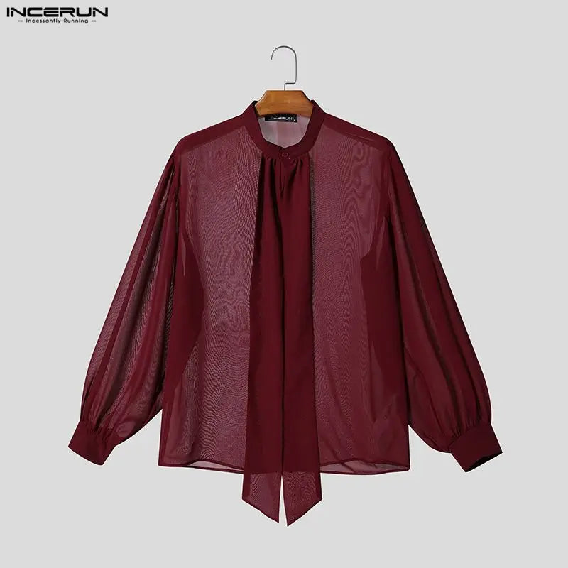 Sheer Bow Solid Color Shirt