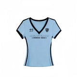 Y2K V Neck Jersey Top