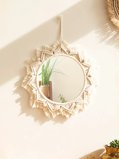 Boho Macrame Round Cosmetic Mirror