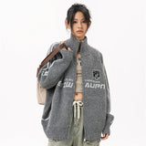 Luxury Oversize Knit Zip-Up Sweatshirt