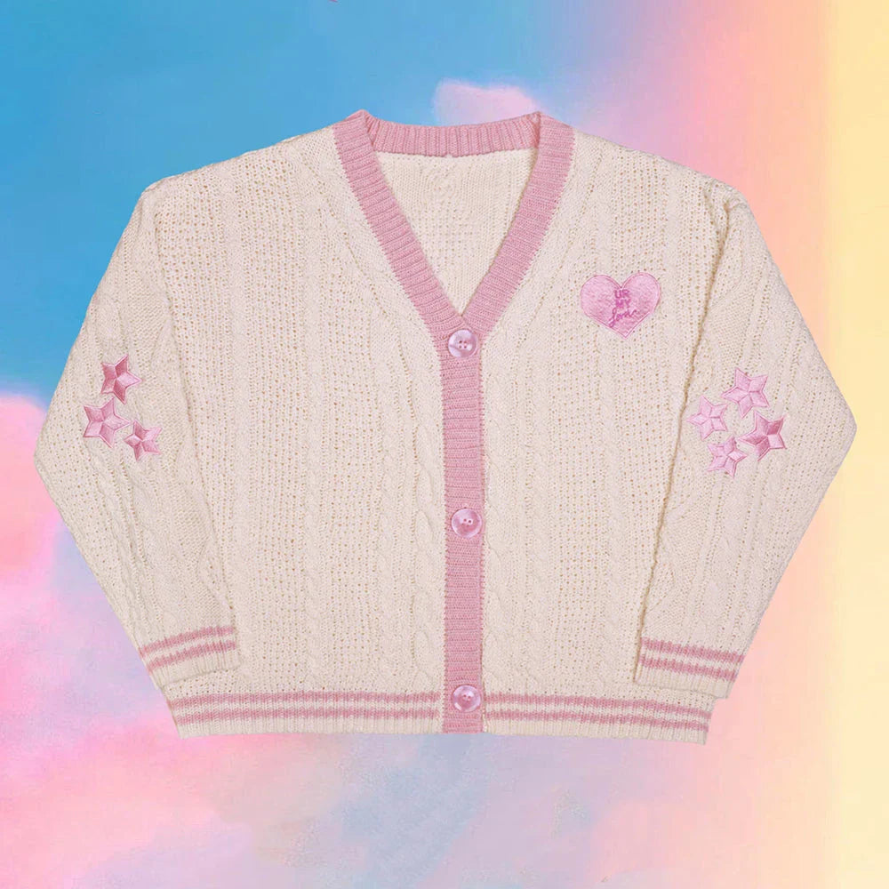 Grüner, bestickter Cardigan mit Knopfleiste