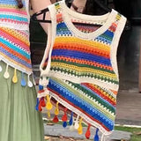 Vintage Knitted Retro Crochet Women Cropped Tank Tops