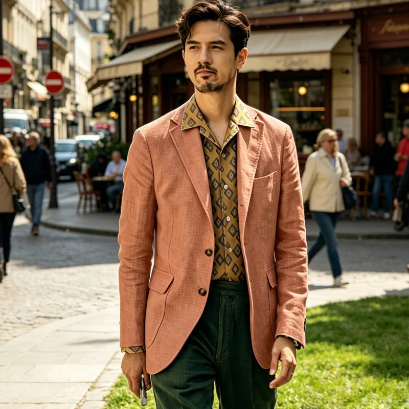 Italian Men Linen Suit Jacket