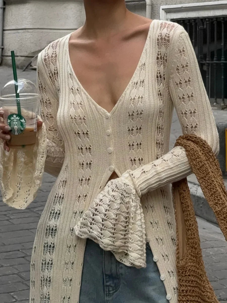 Handmade Crochet Knit Long Cardigans for Women