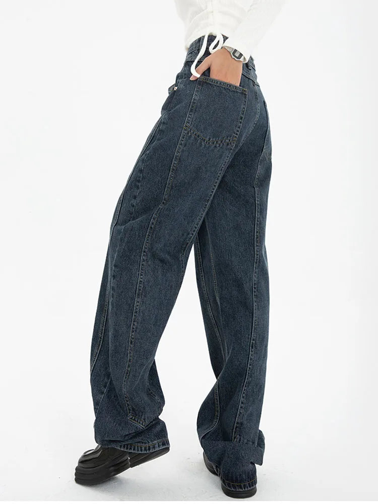 High-Waist-Jeans Dunkelblau