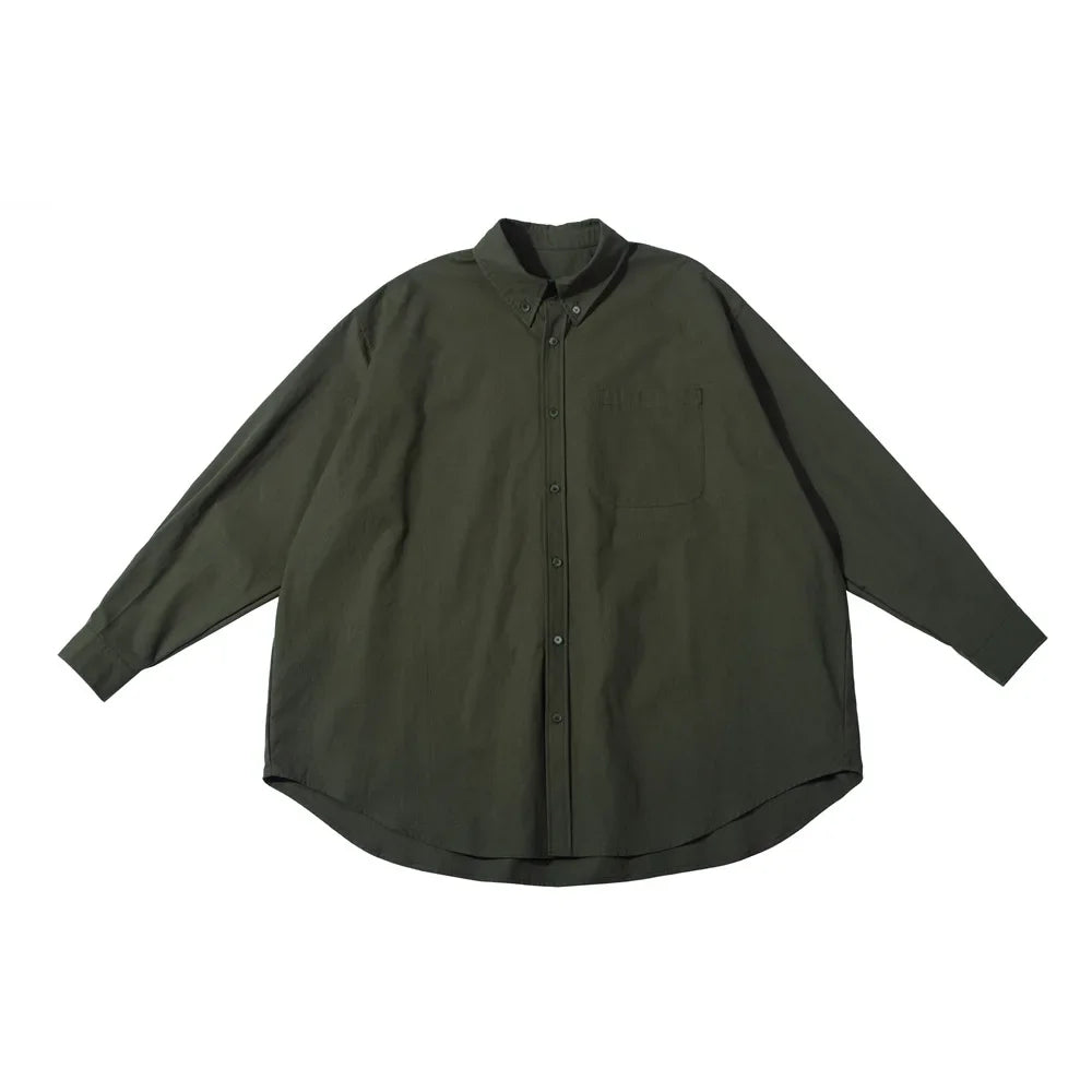 Camisa informal de algodón liso de corte holgado