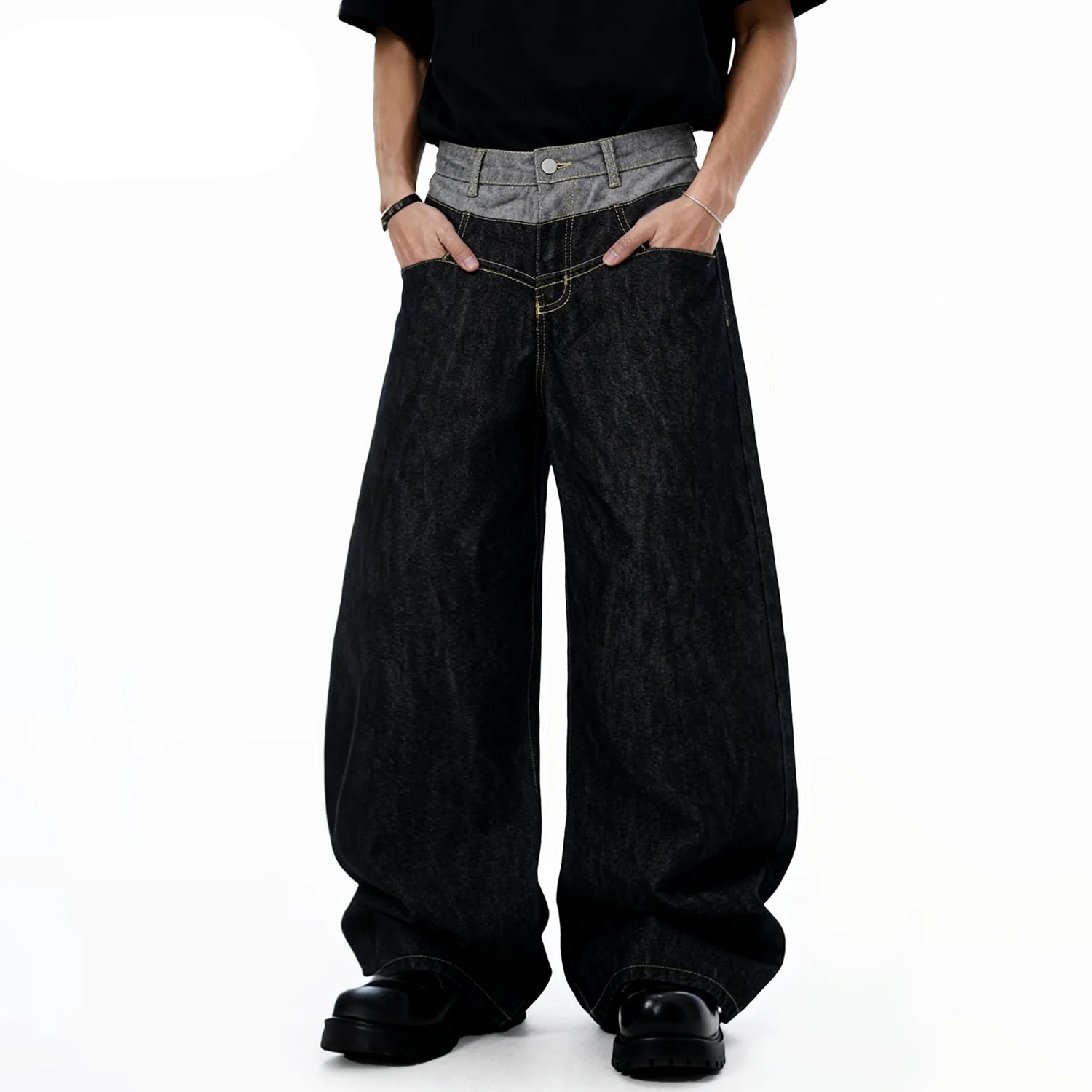 Double-waisted Baggy Wide Leg Jeans