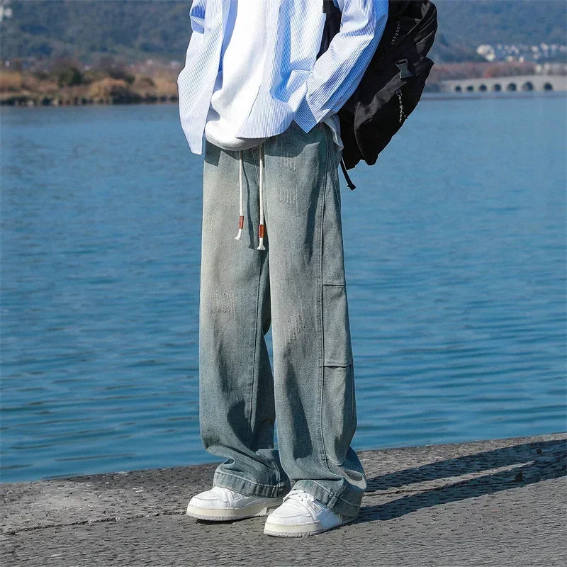 Straight Leg Soft Boy Solid Color Jeans