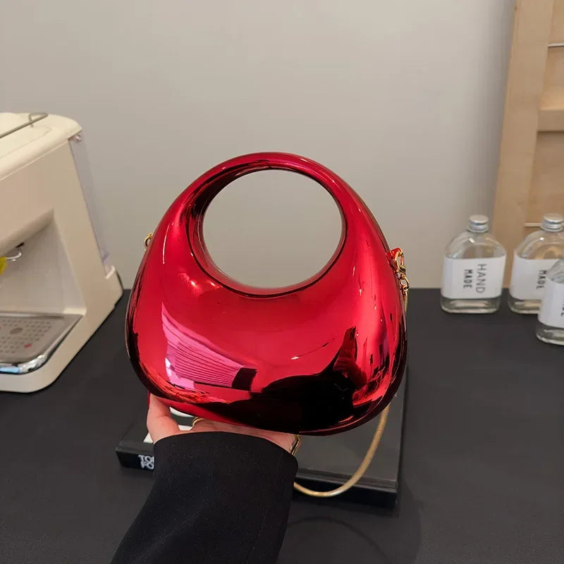 Shiny Modern Crescent Handbag
