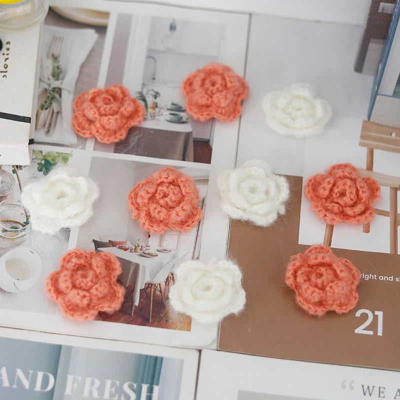10 Parts Handmade Knitting Wool Crochet Flower Heads