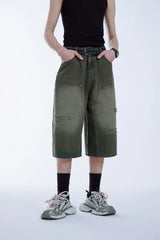 Ripped Wide Leg Carpenter Jorts