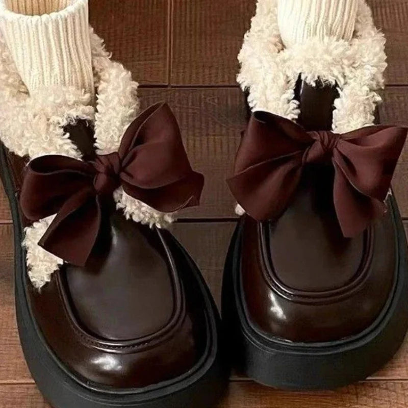 Comfortable Winter Bow Knot Platform Shoes