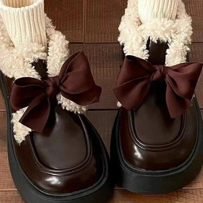 Comfortable Winter Bow Knot Platform Shoes
