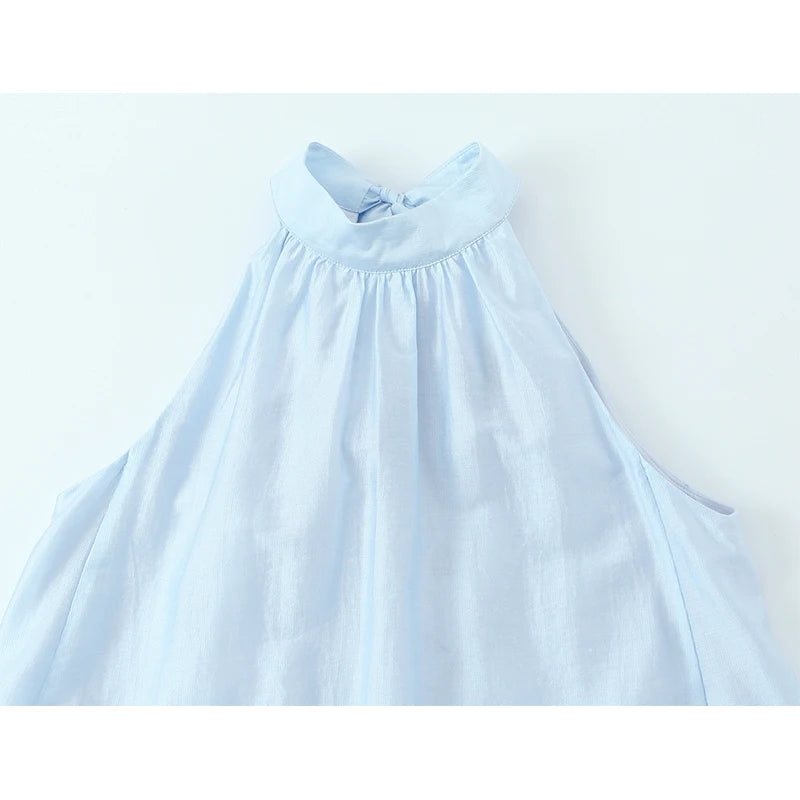Light Blue Midi Summer Vacation Dress